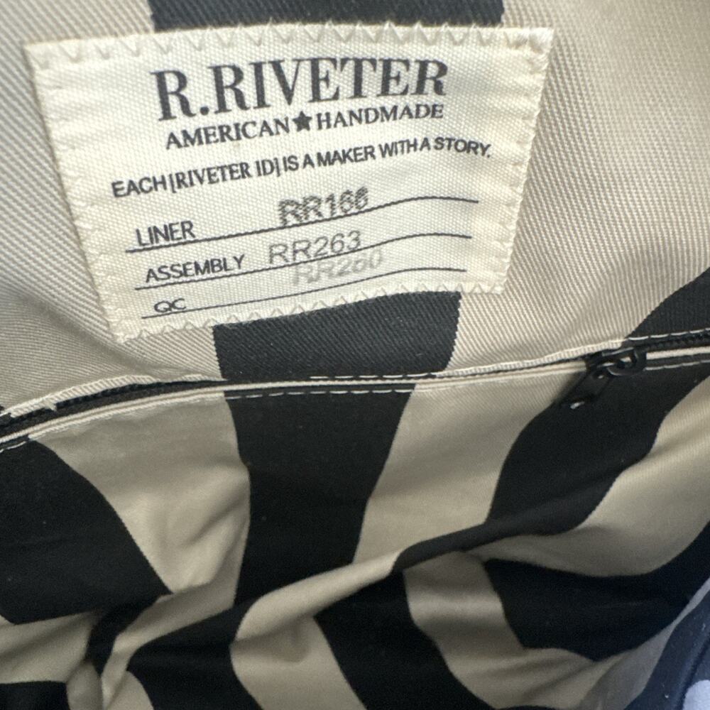 R. Riveter Otto Signature Black Canvas Brown Leather Iconic Bag Crossbody NWT - Picture 11 of 13